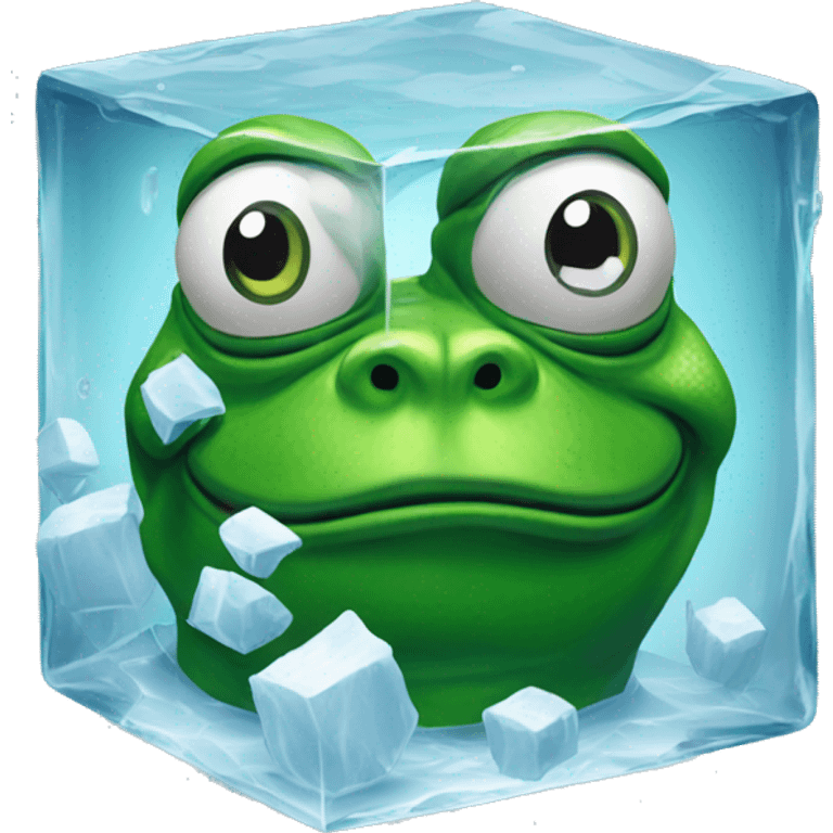 pepe the frog inside an icecube emoji