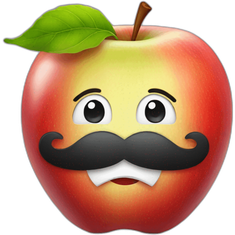 apple with mustache emoji