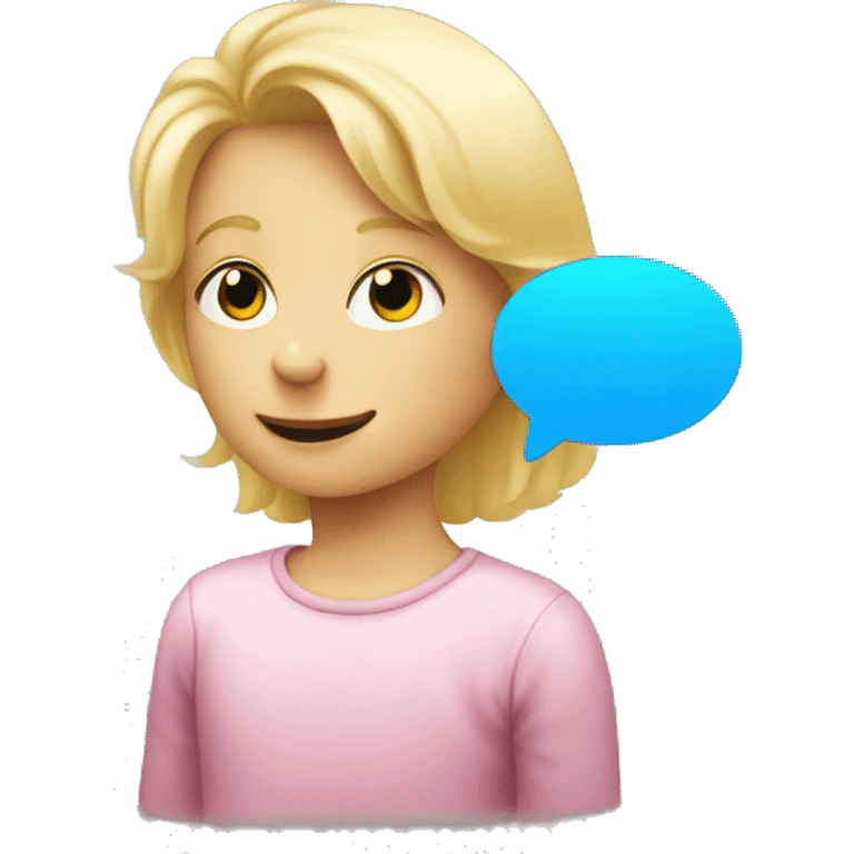 talking blond child with speech bubble near emoji