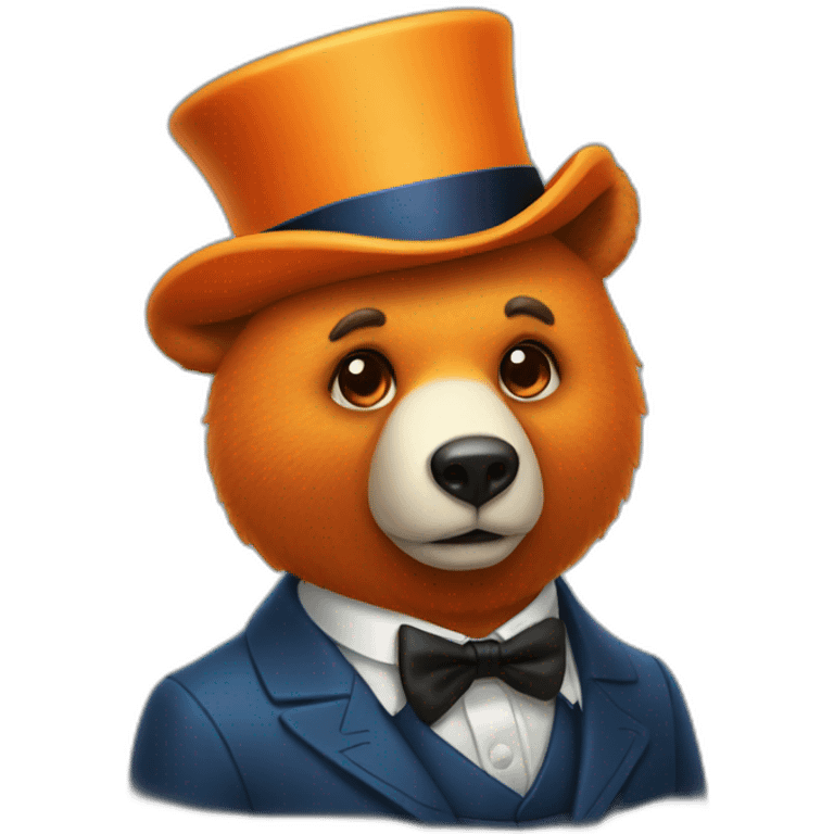 orange bear with tiny black top hat and blue eyeleiner emoji