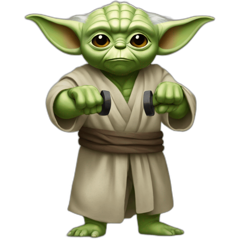 Yoda lifiting weights emoji