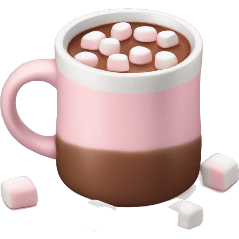 Light Pink mug of hot chocolate with marshmallows  emoji