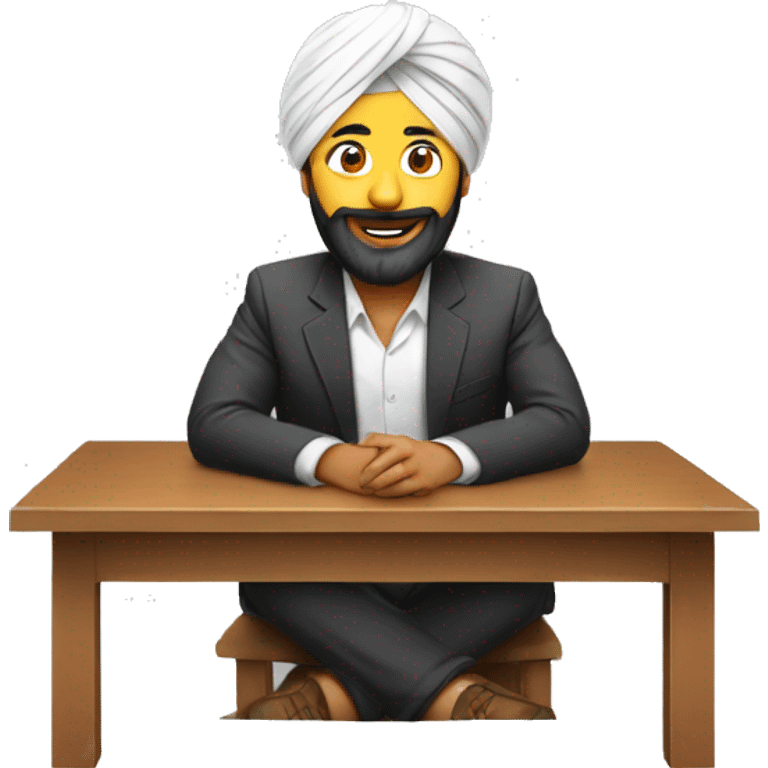 Sardar wearing turban guy sit on desk emoji