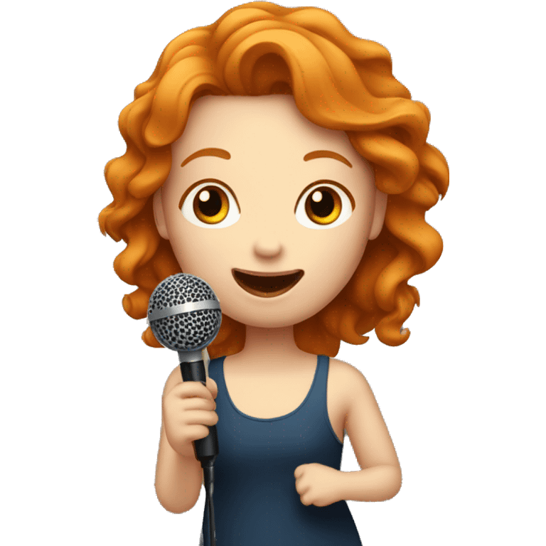 Ginger girl with microphone singing  emoji