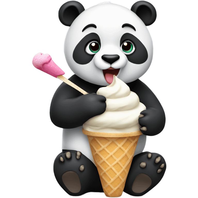 Panda eating ice cream emoji