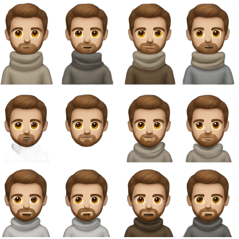 Boy developer with brown hair and beard in turtleneck sweater emoji