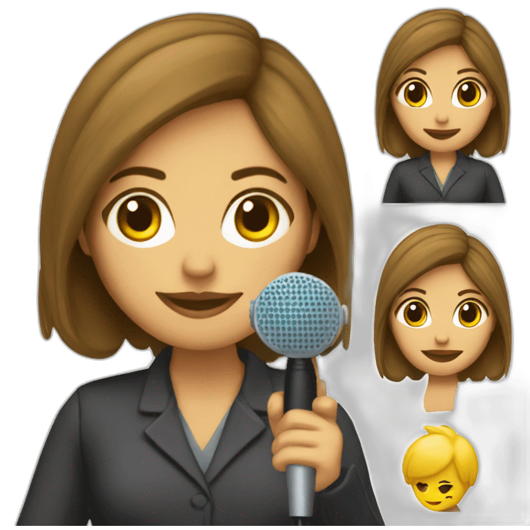 chica periodista blanca con microfono emoji