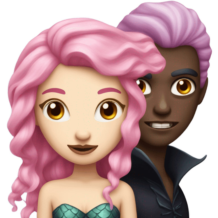 Fair skin with pink hair mermaid and vampire  emoji