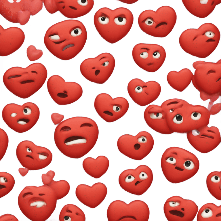 just like the melting face emoji, but instead of a smiley face, place use the red heart emoji emoji