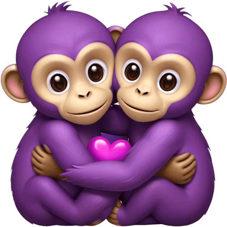 Two hugging monkeys Purple Heart emoji