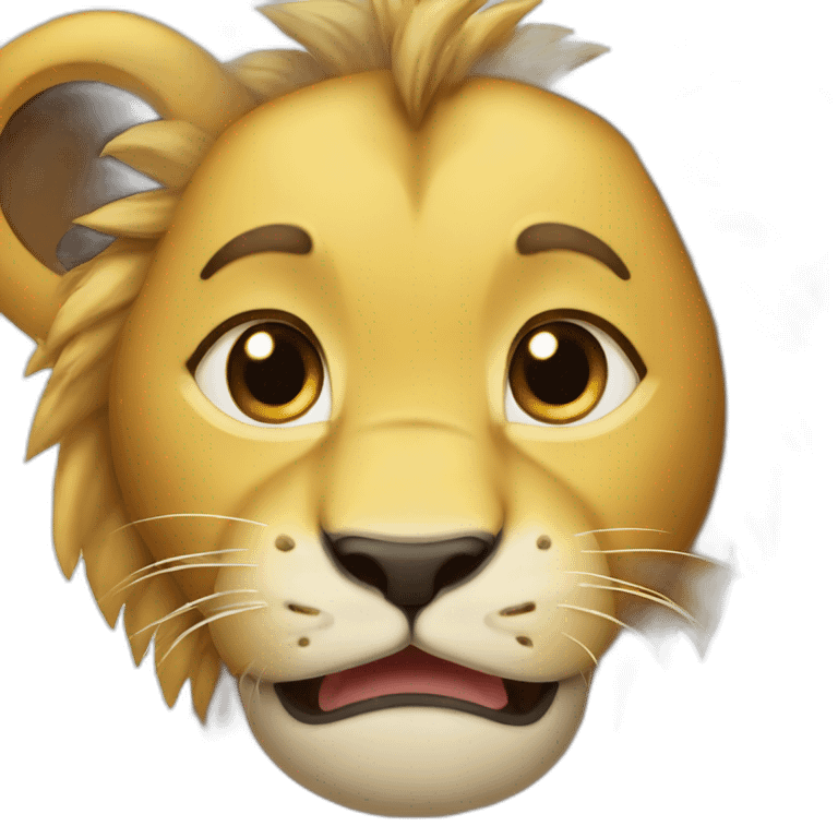 The lion cub is crying, tears in his eyes. emoji