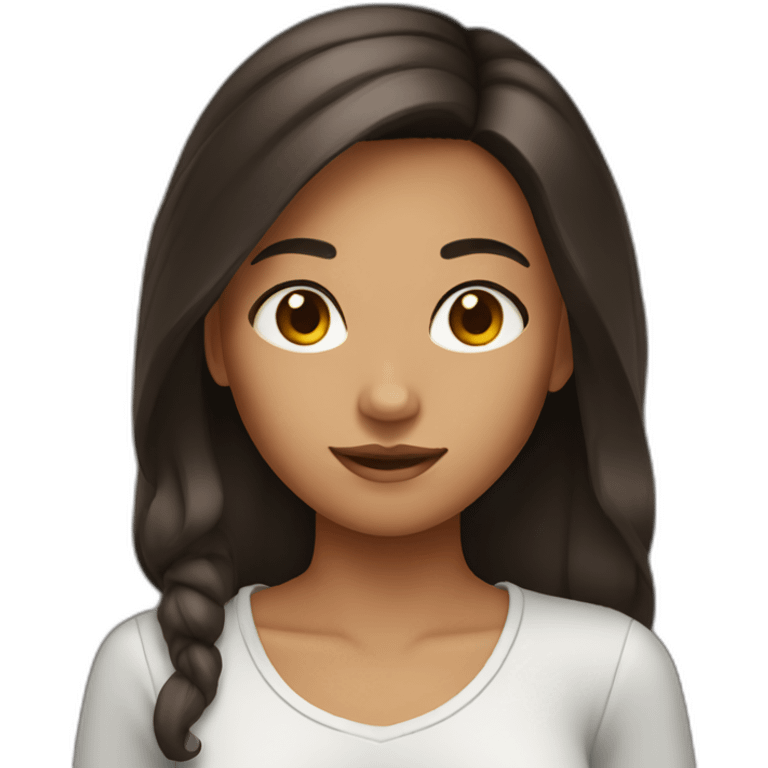 Girl with dark brown hair and tanned skin emoji