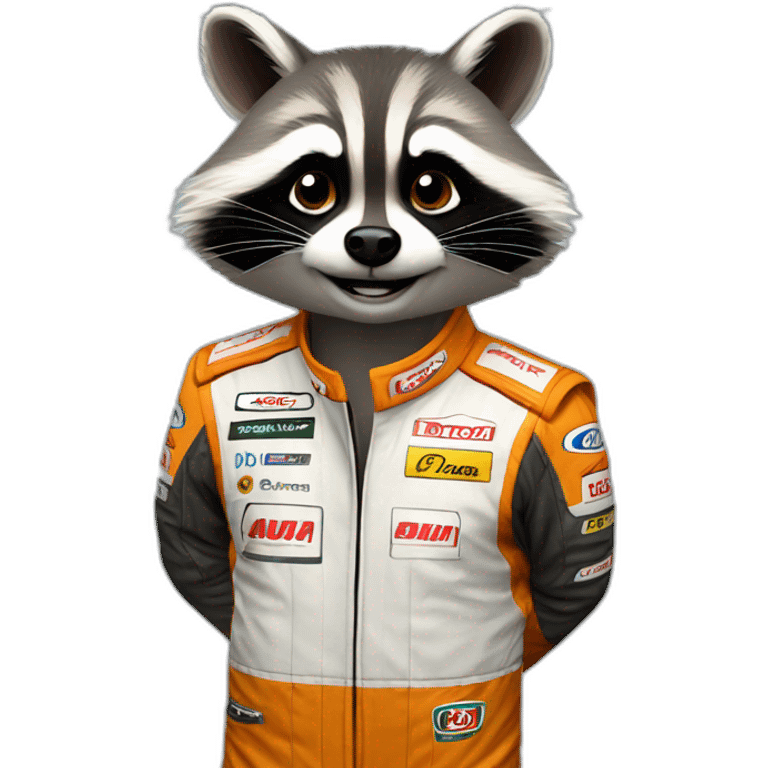 racoon in cars formula 1 emoji