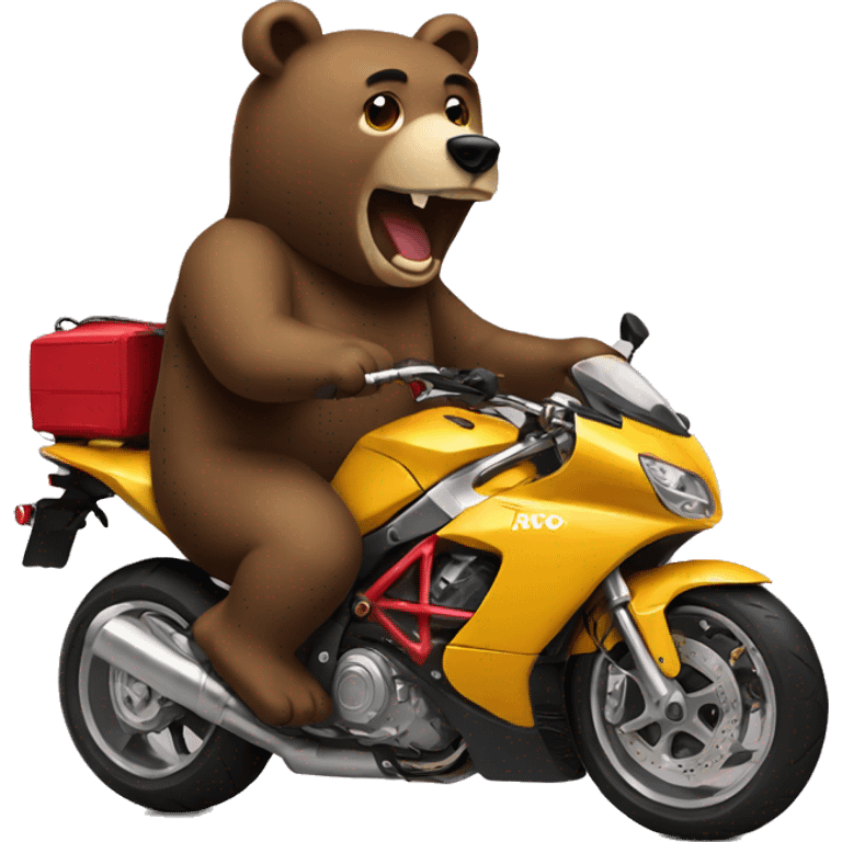 Bear riding a gtr emoji