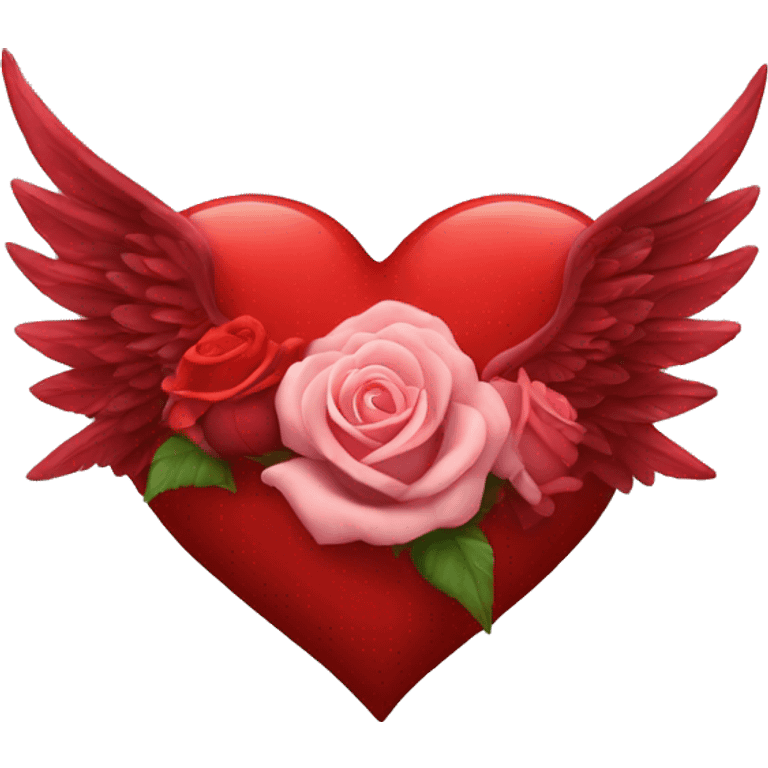 heart with wings red roses emoji