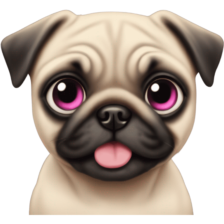 Baby pug with big pink
 eyes  emoji