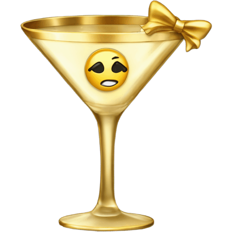 gold rimmed martini glass with tiny gold bows emoji