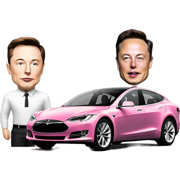 Elon musk next to a pink Tesla emoji