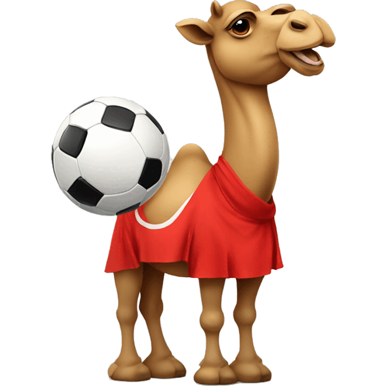 Camel wearing a red shirt with soccer ball emoji