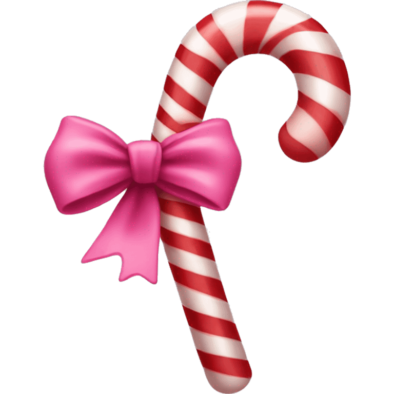 Candy cane with pink bow  emoji