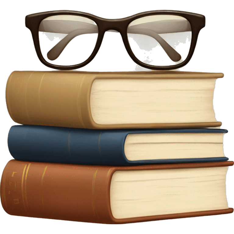 glasses on top of a stack of books beige emoji