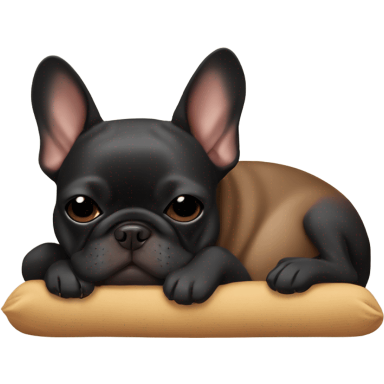 Black Brown frenchie sleeping emoji