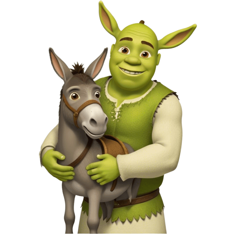 Shrek holding donkeys buřt emoji