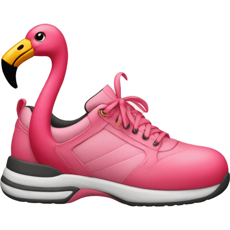 Flamingo with shoes emoji