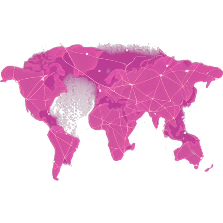 Pink connected network map globe   emoji