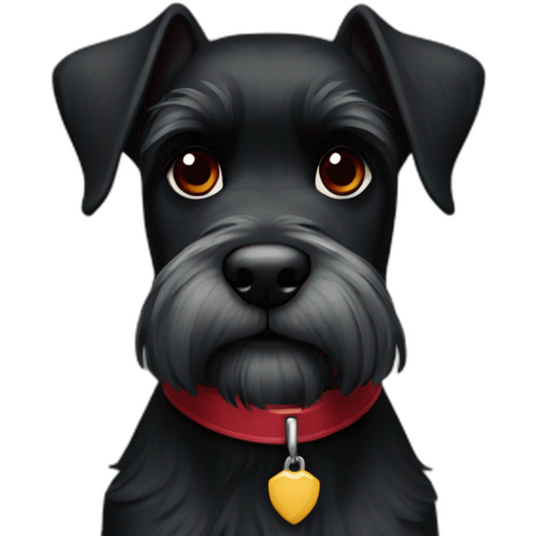 Miniature black schnauzer with dark red collar emoji