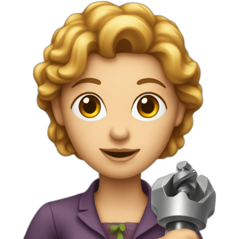 A lady holding a large screw  emoji