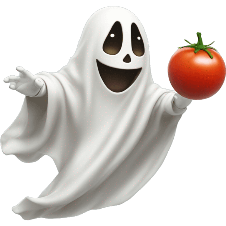 Happy Ghost throwing tomato emoji