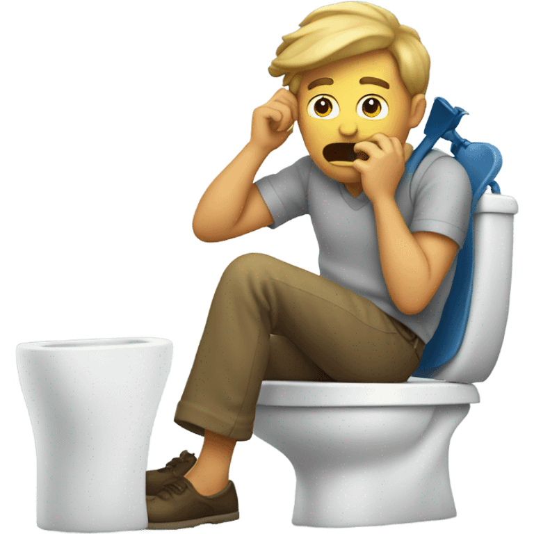 man on toilet on phone with bow on hair emoji