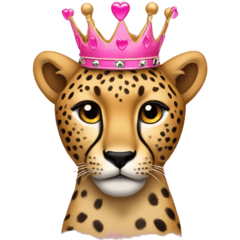 Cheetah with pink heart crown emoji