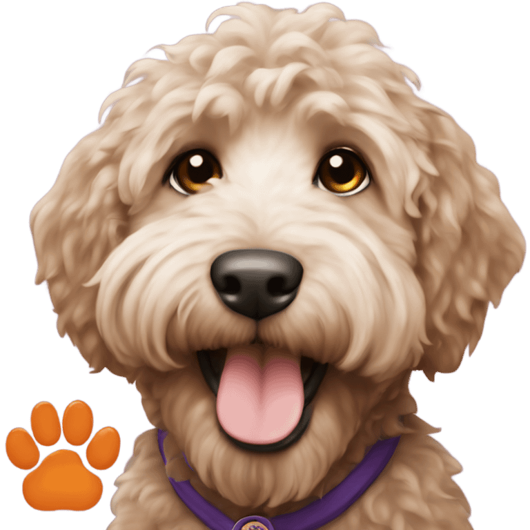 labradoodle wearing Clemson baseball cat emoji