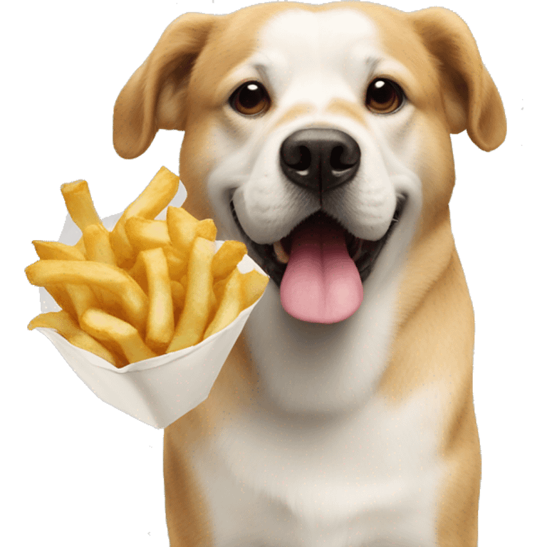 Un chien qui mange du frites  emoji