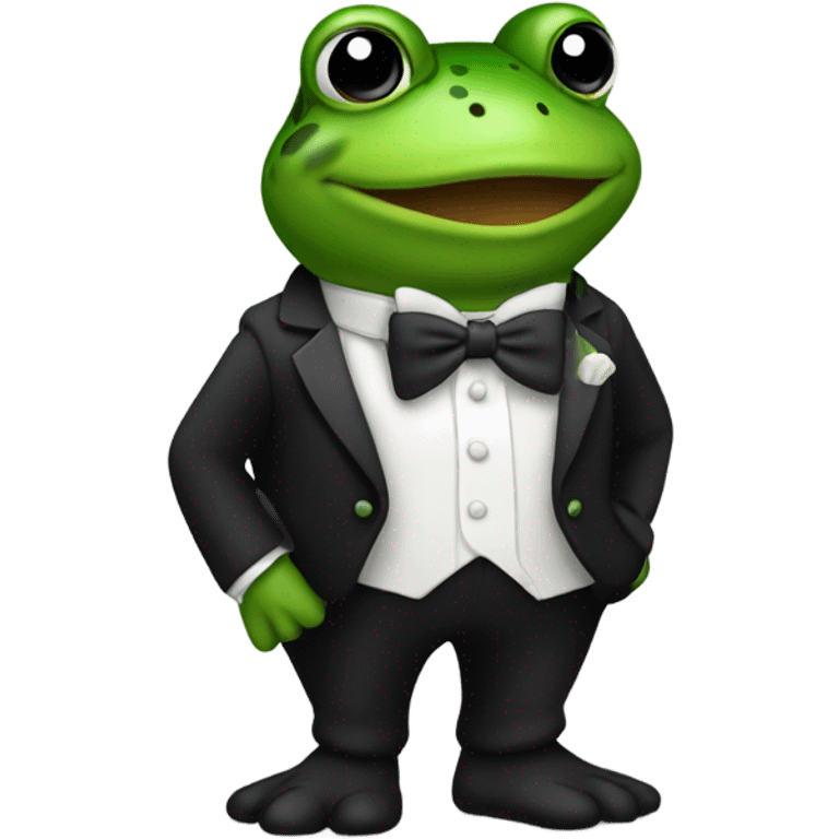 Green toad in a tuxedo  emoji