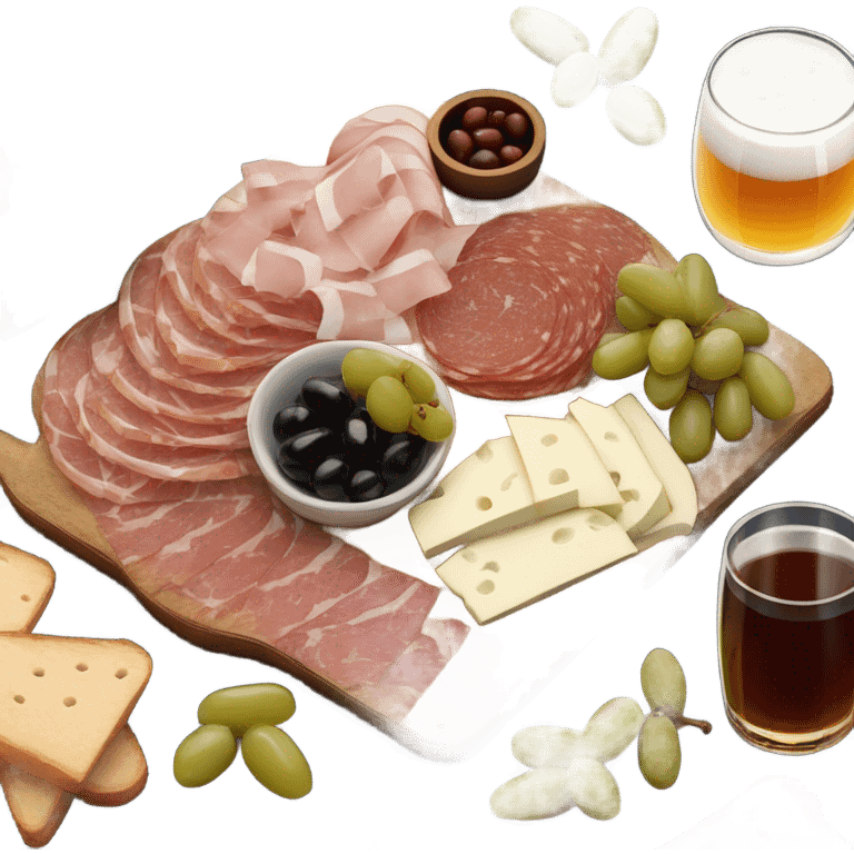 charcuterie with a beer emoji