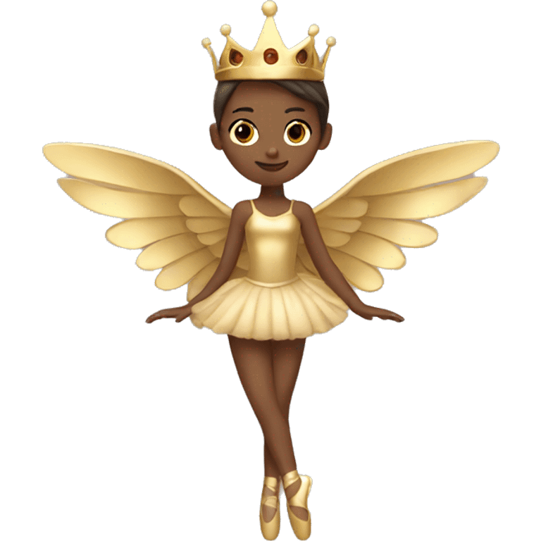  brown ballerina gold wings gold crown emoji