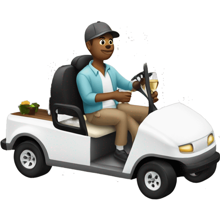 People in golf cart drinking wine emoji