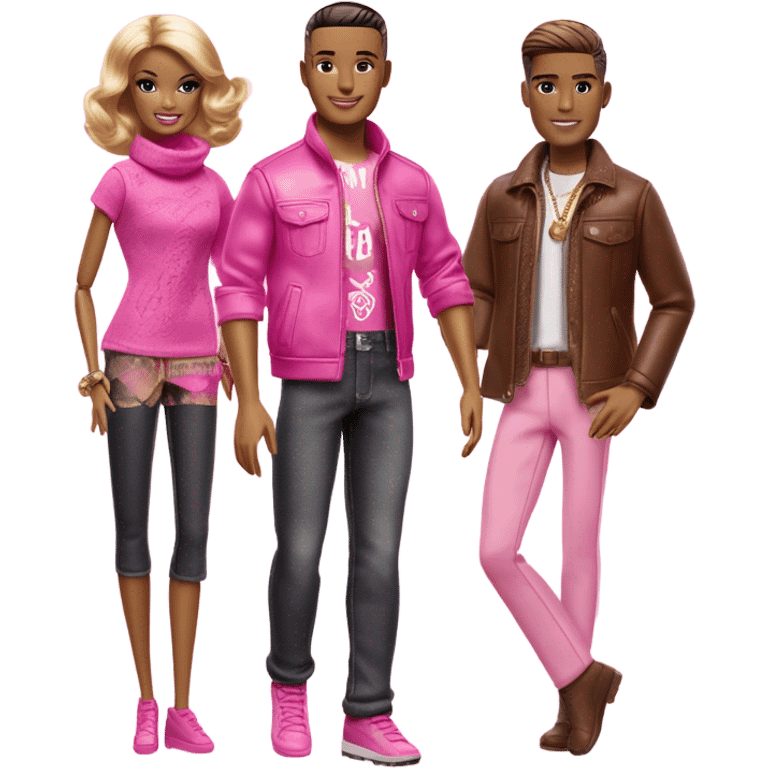 Pink Brown Barbie and pink brown Ken  emoji