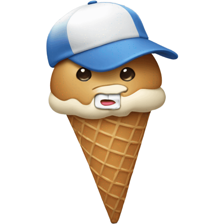 Ice cream cone with a baseball hat  emoji