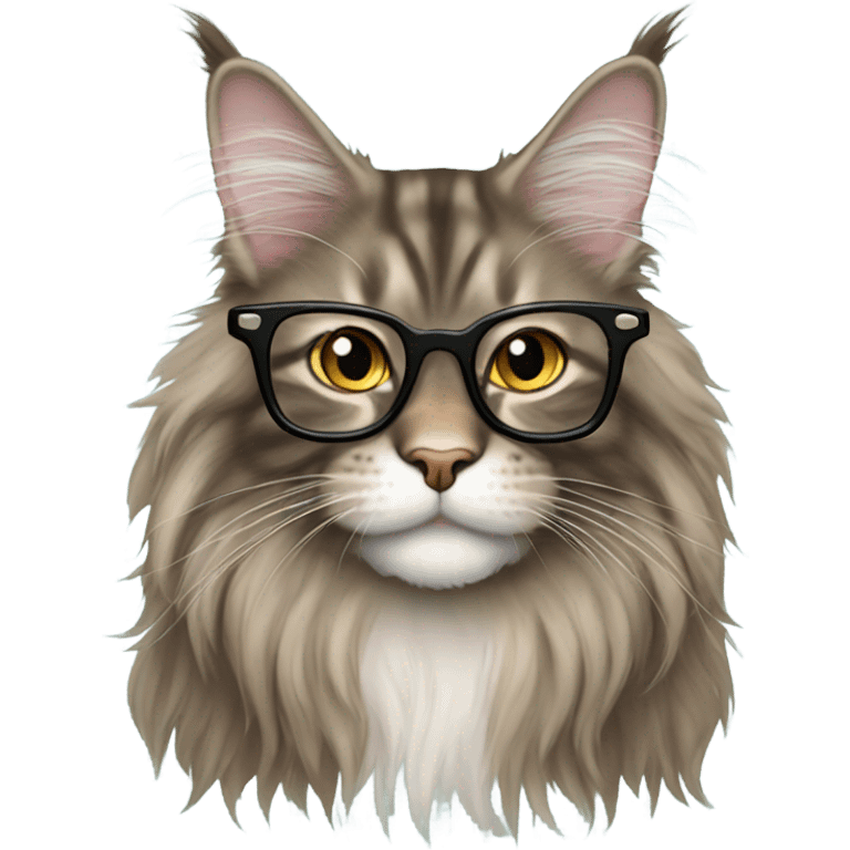 Maine coon cat with glasses  emoji