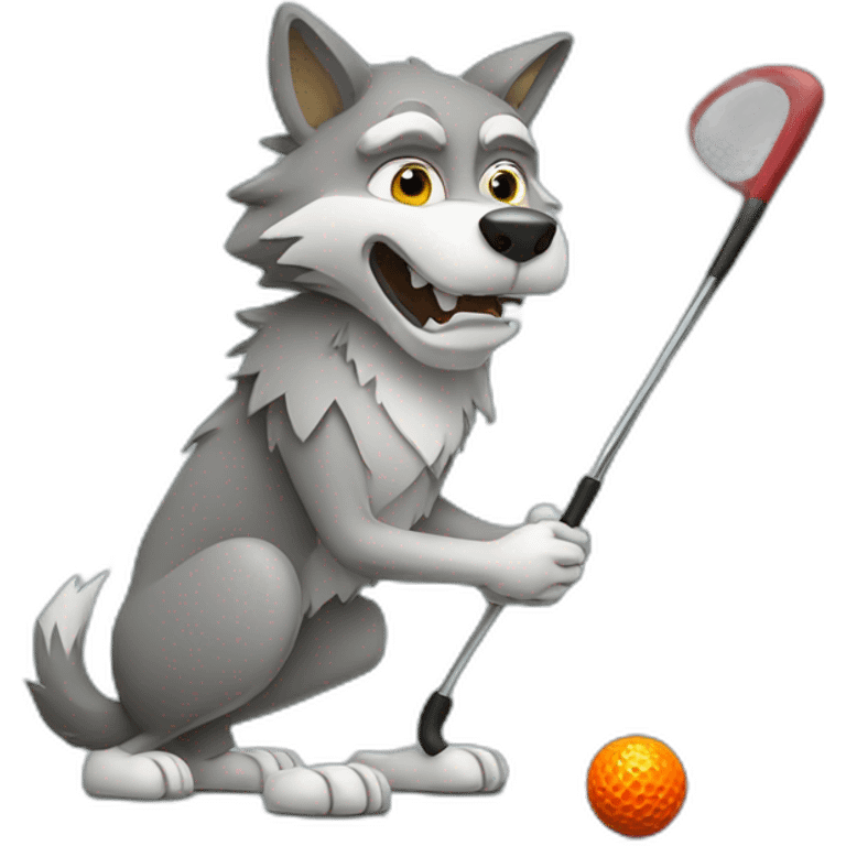 wolf holding a golf club emoji