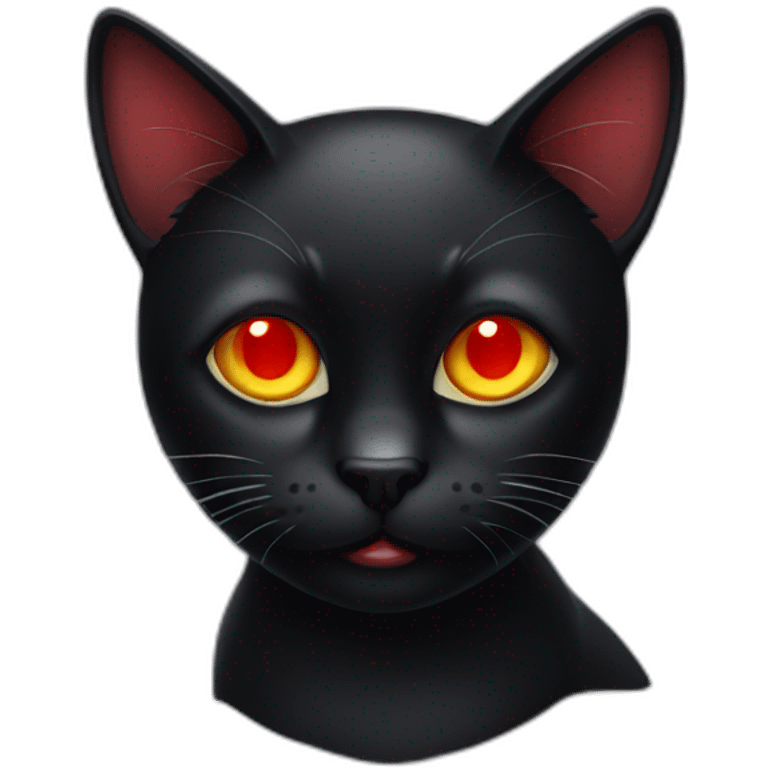 black cat with red eye emoji