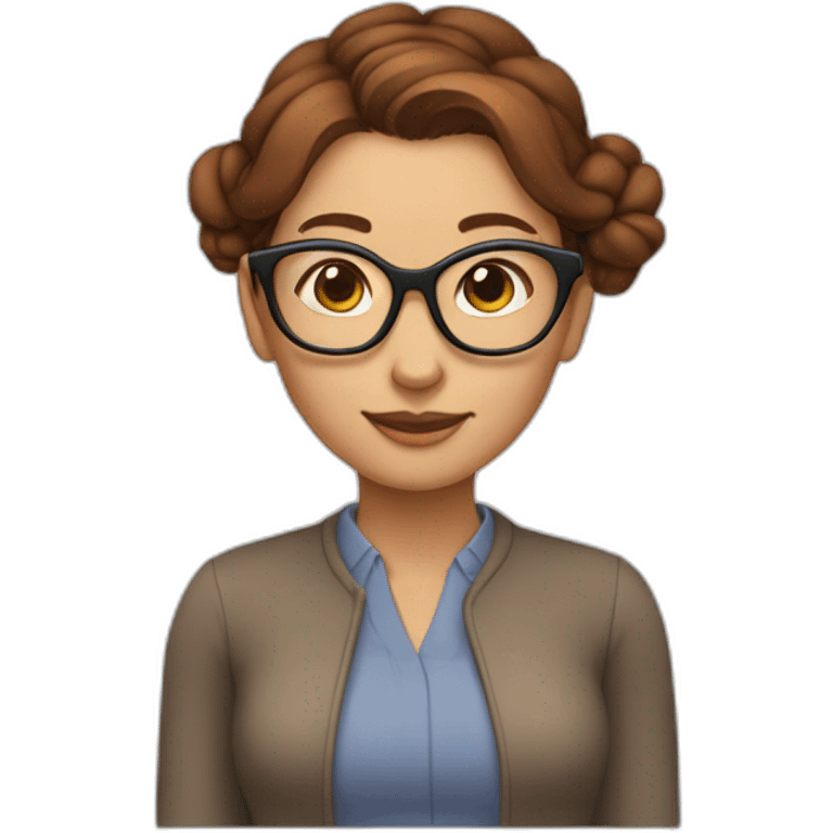 woman with red cheeks, brown hair bun and eyeglasses, and crab hands. emoji