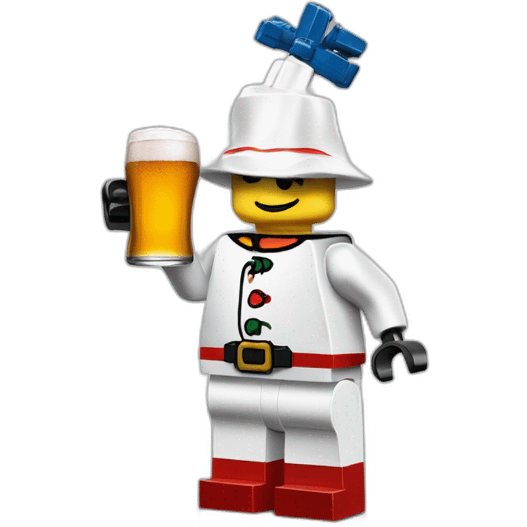 Bonhomme lego buvant une biere emoji