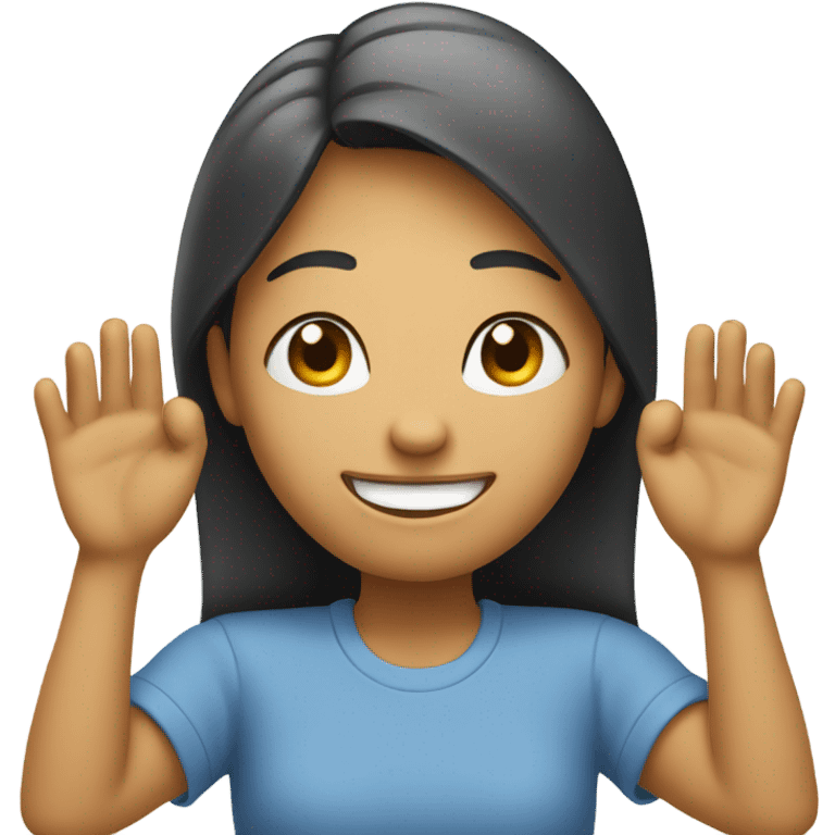 happy face with hands on emoji