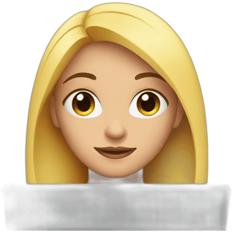 cute woman eyes behind a laptop emoji