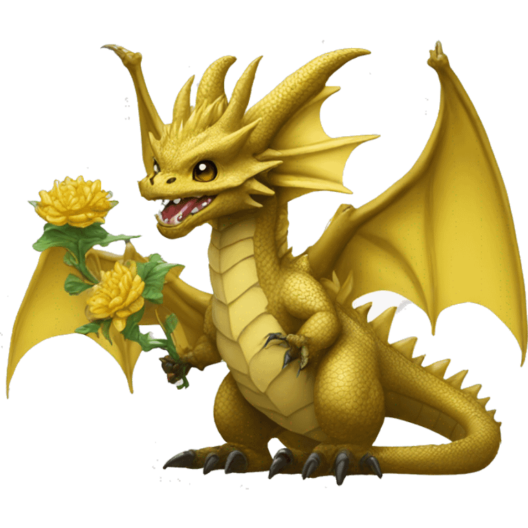 king ghidorah holding black flower emoji